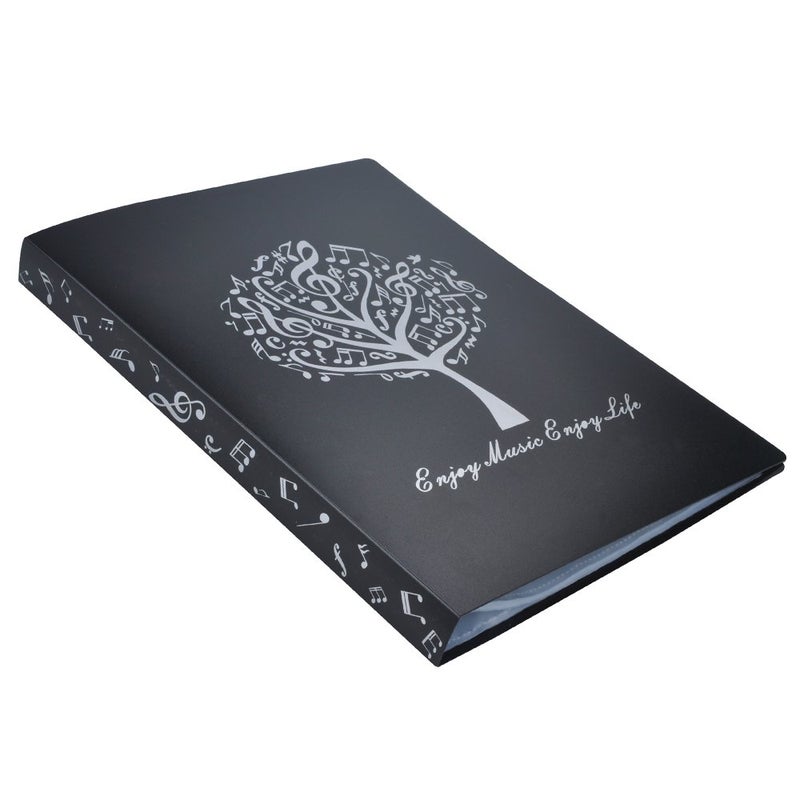 PUNK Music Sheet File Paper Storage Folder Documents Holder Blank Sheet Files Plastic A4 Size 40 Pockets (Music Tree Black) - Image 2